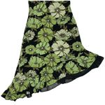 M Collection Green Floral Asymmetrical Cami Dress with Ruffle Hem Black Size M Photo 4