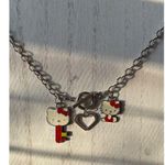 Hello Kitty Silver  red charm heart choker necklace Photo 1