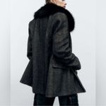 ZARA  Black/Gray Removable Faux Fur Collar Blazer/Jacket(Size Medium) Photo 5