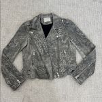 IRO “Salinas” 100% lamb leather camo printed moto biker jacket collared grey Photo 5