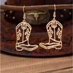 Western Cowboy/Cowgirl Boots Earrings Gold Photo 2