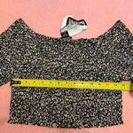 Angie Crop Top Elastic Floral Print Black Size Medium Peasant Boho Festival Top Photo 5
