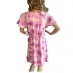 Abound  Sweetheart Tie Neck Dress Women's Small Pink Abstract Short Sleeve Mini Photo 4