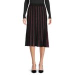 Nanette Lepore  Very Black Le Rouge Silver Sparkle Pleated Midi Knit Swing Skirt Photo 1