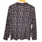 Anthropologie  KACHEL Women’s Silk Mini Floral Long Sleeve Navy Blouse Photo 2