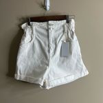 NWT MNG high waisted paper bag mom shorts XS White Photo 5