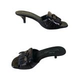 Donald Pliner Black Metallic Patent Gator Leather Slide Shoe Peace New $295 NIB Size 6.5 Photo 4