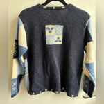 Talbots 100% Wool Patchwork Blue Holiday Crewneck Sweater Cardigan small petite Photo 2