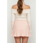 Danielle Guizio GUIZIO Gemma Cable Knit Wool-Blend Wrap Mini Skirt, Pink, XS Photo 4