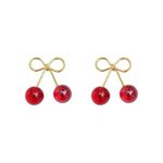 Cherry Bow Earrings Gold Photo 0