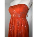 Free People  Strapless Midi Dress XS Orange Florals Photo 12