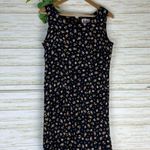 Vintage Black Ditsy Floral Ruffle Hem Grunge Midi Dress Size 12 Photo 2