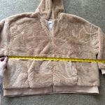 Aerie NWOT Fuzzy Super Soft Full Zip Up Jacket Sweatshirt Tan Cream Cozy Pockets Photo 4