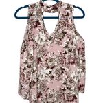 Lime n Chili Dusty Pink Floral Cold Shoulder Choker Neck Blouse Photo 4