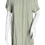 Cloth & Stone Dress Womens Medium Green Blue Striped Button Back Casual Everyday Photo 0