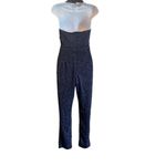 Harlyn XS Navy Pink Metallic Halter Cowl Neck Jumpsuit Glam Party Dressy NYE NWT Blue Photo 4