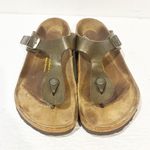 Birkenstock  Gizeh Bronze Sandals Women's Slides Size 8 Cork Sole Slip On Photo 1