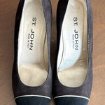St. John  Jackie Chocolate Grace Semi Pointed Cap Toe Suede Leather Heels 7.5 AA‎ Photo 0