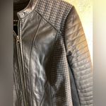Trouve Black Quilted Bomber Jacket leather houndstooth zip up moto classic S Photo 10