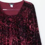 Venus Womens Crushed Velvet Bell Sleeve Top Size L Red Black Dark Romantic Goth Photo 1