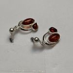 Baltic Amber & Sterling Silver Drop Earrings With Modern Design Photo 2