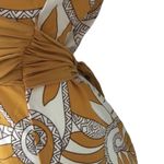 Come Como ❁ Printed Plunging V Neck Tunic Cami Tank ❁ Goldenrod + Ivory ❁ Large Photo 9