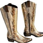 Donald Pliner Western Hand Painted Python Metallic Leather Boot Shoe NIB $1500 Gold Size 5 Photo 1