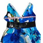 Corey P. Sleeveless Floral Tropical Print Mini Dress Belt Mini‎ Dress Blue 10 Blue Photo 4