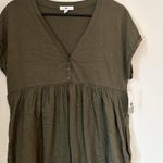 BP NWT by Nordstrom Olive Green Babydoll Short Sleeve Dress with Pockets - S Photo 2