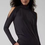 Athleta  | Black Cold Shoulder Long Sleeve Turtleneck Top Sz M Photo 0