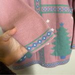 VTG Private Eyes Knit Grandma Christmas Sweater Pink Size L Photo 5