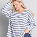 Lane Bryant Womens  Space Dye Striped Cold Shoulder Sweater Top - Sz 22/24 Photo 0