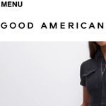 Good American Denim Jumpsuit Flightsuit Point Collar Straight Leg Black Size 1 Photo 6