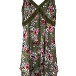 White House | Black Market  Olive Green Floral Eyelet Ladder Tiered Hem Dress Sz 6 Photo 2