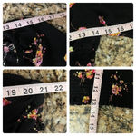 Leith floral Smocked Cropped blouse Boho Black Career Dressy Party S Night out Photo 5