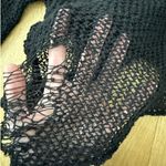 White Fox Boutique White Fox Top Asymmetrical Distressed Open Knit Thinking It Over Size M Black Photo 2