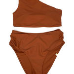 Summersalt  The Sidestroke Top & The Ruched High Leg High Rise Bottom Amber 4 Photo 0