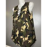 Mileage Shirt Womens Small Camo Lace Up Sleeveless Tunic Top Military Camo Photo 2