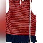 J. Crew Factory Red and Blue Striped Ruffle Hem Tank Top Size M Photo 2