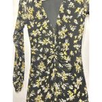 AFRM Tezza Black & Yellow Floral Ruched Mesh Bodycon Midi Dress XS Photo 5