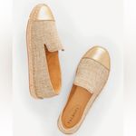 Talbots Like New Izzy Linen / Leather Espadrille Flats Tan Gold Size 6.5 Photo 6