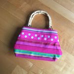 Mercer & Madison Bamboo Handle Mini Bag, Stripes, Polka Dots, Neon Pink, Green Pink Photo 12