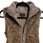 Fenn Wright Manson  Womens Knit Faux Fur Vest Sweater Full Zip Brown Size M Photo 3