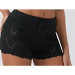 Black Crochet Knit Shorts Drawstring Waist Summer Beach Cover Up Women's Black Size L Photo 1