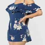 Iris  Floral Shorts Romper Women's Large Navy Adjustable Spaghetti‎ Straps NWT Photo 2