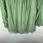 VTG Guy Laroche Silk Blouse Off The Shoulder Green Striped Women's Large France Photo 6