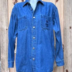 Vintage Disney Blue Denim Embroidered Button Down Shirt~M~ Photo 0