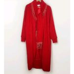 Vtg Belldini Cardigan Women Large‎ Angora Rabbit Hair Lined Sweater Long Jacket Red Photo 1
