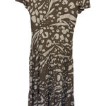 CAbi Brown Cinch Back Cutout Tiered Dress Size Small Wedding Guest Granola Photo 0