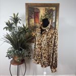 Rafaella  Women’s XL Leopard Print Satin Blouse Button Front Long Sleeve Top Photo 3